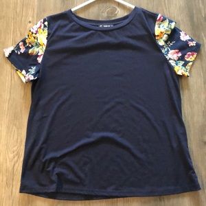 Navy and floral T-shirt
